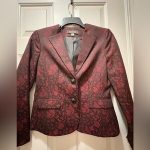 Evan Picone Red and Black Lace Blazer
